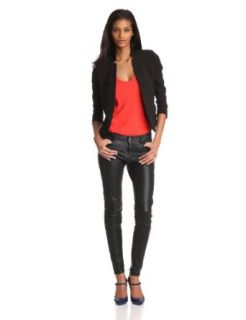 Rebecca Taylor Women's Leather Trim Blazer, Black, 2 at  Womens Clothing store: Blazers And Sports Jackets