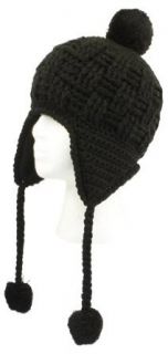 SK344 Black Handmade Chullo Fleece Lined Ski Napa Hat Trooper Trapper with Ear Flaps Winter Knit Beanie Mountaineering Skull Cap Women at  Womens Clothing store: