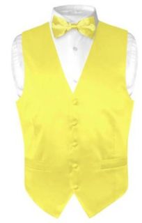 Biagio Men's Solid YELLOW SILK Dress Vest Bow Tie Set for Suit or Tuxedo at  Mens Clothing store