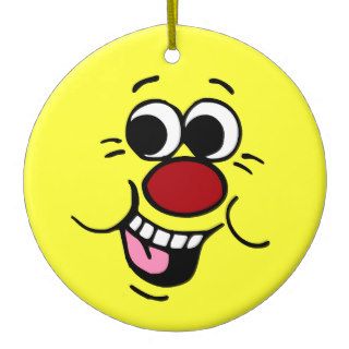 Party Time Smiley Face Grumpey Christmas Tree Ornaments