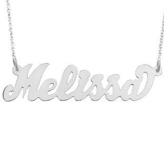 14wLee321H 14 K/W Gold 1 3/4" Large size Personalized High Polished Classic Name Necklace: Jewelry