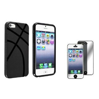 eForCity Black Basketball Shape TPU rubber Case with FREE Mirror Screen Protector compatible with the NEW Apple® iPhone® 5 / 5S Cell Phones & Accessories