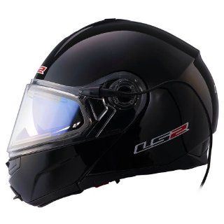 LS2 Helmets FF386 Snow Electric Modular Snowmobile Helmet (Solid Gloss Black, Medium): Automotive