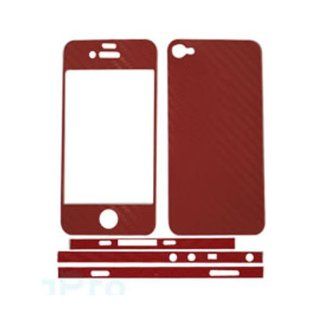 Carbon Fiber Skin Sticker Shield Guard Full Body Cover for iPhone 4 4G (Red): Cell Phones & Accessories