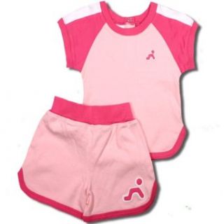Krawlers Cute Baby Pink Raglan Tee and Dolphin Shorts (24): Clothing