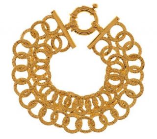Veronese 18K Clad Average Textured Circle Link Bracelet —