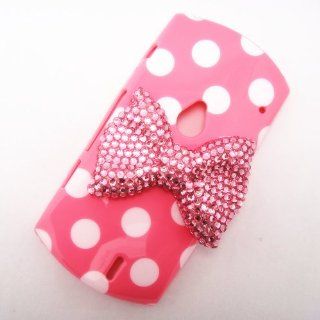 Cute 3D Bling Pink Bow White Dot Pattern Case Cover for Sony Ericsson Xperia neo MT15i neo V MT11i: Cell Phones & Accessories