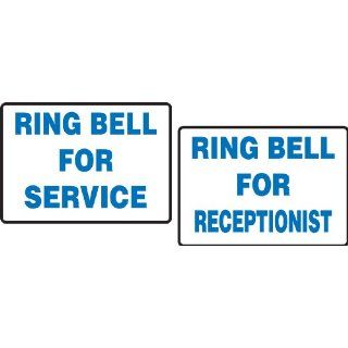Accuform Signs PAT202 Plastic Tent Style Tabletop Sign, Legend "RING BELL FOR SERVICE/RING BELL FOR RECEPTIONIST", 5" Width x 3 1/2" Height, Blue on White: Industrial Warning Signs: Industrial & Scientific
