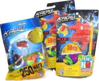 Kaos Tie not Water Balloon Filling Set Dual Combo Pack with 350 Total Biodegradable Water Balloons: Toys & Games