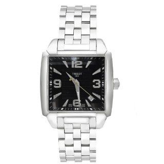 Tissot Men's T0055101105700 Quadrato Stainless Steel Black Dial Watch: Tissot: Watches
