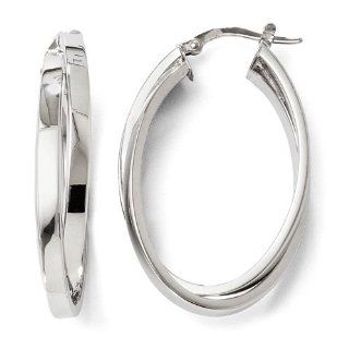 14k White Gold Polished Double Oval Hoop Earrings. Metal Wt  3.64g: Jewelry