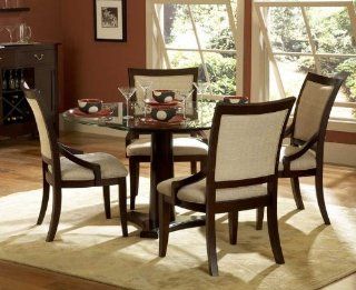Shop 5pc Dining Set Round Glass Top Table in Dark Cherry at the  Furniture Store. Find the latest styles with the lowest prices from Homelegance