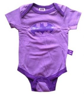 BATMAN   Glitter Logo   Officially Licensed Purple Girls Baby Onesie   size 3 6 Months: Clothing