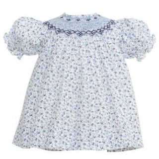 Carriage Boutique Little Girl 6X Navy Light Blue Floral Smocked Dress: Carriage Boutique: Clothing