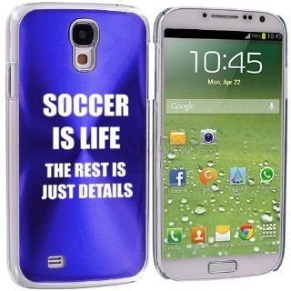 Blue Samsung Galaxy S4 S IV i9500 Aluminum Plated Hard Back Case Cover KK705 Soccer Is Life Cell Phones & Accessories