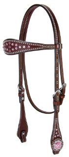 Weaver Leather Pretty in Pink Browband Headstall, Rich Brown  Horse Bridles And Reins  Sports & Outdoors