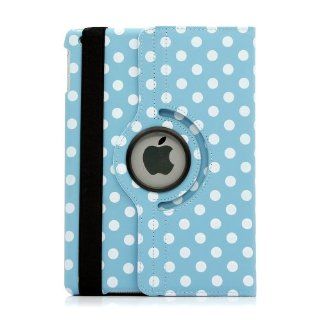 Gearonic 360 Degree Rotating PU Leather Case Cover with Swivel Stand for iPad 5 Air   Light Blue Polka Dot (AV 5657 LbluePolkaDot ipa5_343L): Computers & Accessories