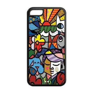 Mystic Zone Custom Colorful Cartoon Romero Britto Cover Case for Apple iPhone 5C  (Black and White)  MZ5C00024 Cell Phones & Accessories