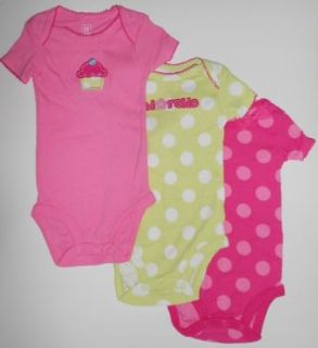 Carter's 3 Pack Short Sleeve Bodysuits for 6 Months Old Girls   Cupcake Clothing