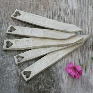 ceramic herb and vegetable markers by juliet reeves designs