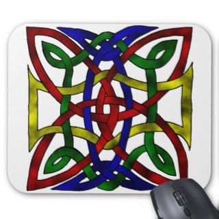 Leaf square in primary colours mouse mats