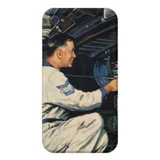 Vintage Business Auto Mechanic, Car Repair Service Cover For iPhone 4
