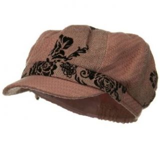 Flower Print Winter Newsboy Hat   Pink Newsboy Caps