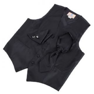 VS2003 Black Solid Formal Wear Vests Cufflinks Hanky Ascot Tie By Y&G at  Mens Clothing store: Business Suit Vests