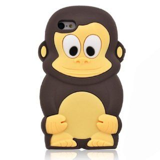 BYG 3D Coffee Cute Monkey Silicone Soft Case Cover Skin For Iphone 5C + Gift 1pcs Phone Radiation Protection Sticker: Cell Phones & Accessories
