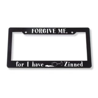 "Forgive Me For I Have Zinned" License Plate Frame (12 1/4" x 6 3/8") Kitchen & Dining