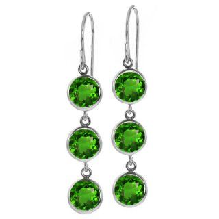 3.00 Ct Round Green Chrome Diopside 925 Sterling Silver Dangle Earrings: Jewelry