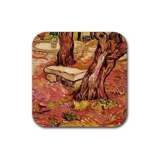 The Stone Bench in the Garden of Saint Paul Hospital By Vincent Van Gogh Square Coasters: Kitchen & Dining