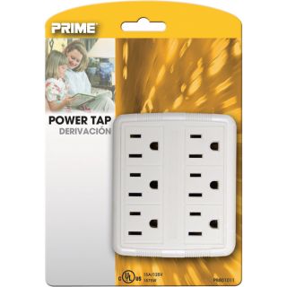 Prime Wire & Cable 6-Outlet White Wall Tap  Switches   Fuses