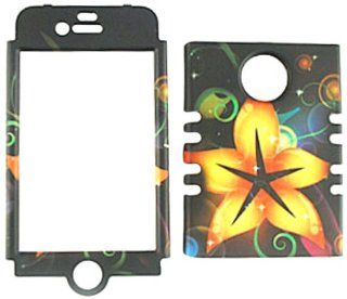 Cell Armor IPHONE4G RSNAP TE380 Rocker Snap On Case for iPhone 4/4S   Retail Packaging   Orange Hibiscus on Black: Cell Phones & Accessories