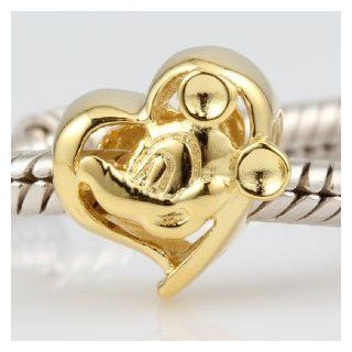 Everbling Love Mouse Like Mickey Heart Authentic 925 Sterling Silver Charm Fits Pandora Chamilia Biagi Troll Beads Europen Style Bracelets Jewelry