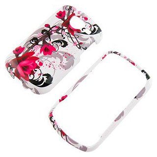 Purple Flowers White Protector Case for Samsung Brightside SCH U380: Cell Phones & Accessories