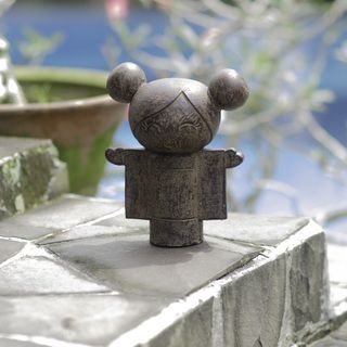 Volcanic Stone Open Heart Kokeshi Doll Statuette (Indonesia) Garden Accents