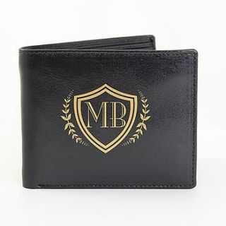 personalised 'shield' leather wallet by lucky roo