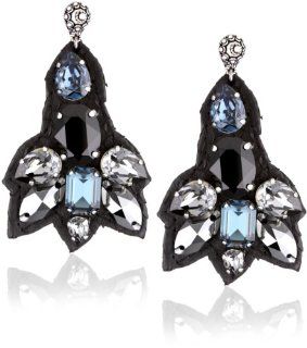 TED ROSSI "J'Amour Noir" Python Gem Futuristic Earrings: Jewelry