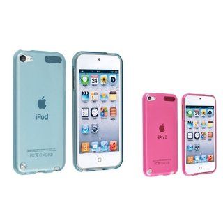eForCity 2 x TPU Rubber Skin Case ( Clear Light Blue / Clear Hot Pink ) Compatible with Apple iPod touch 5th Generation   Players & Accessories