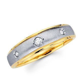 Women's Diamond Wedding Ring 14k Multi Tone Gold Band (1/10 Carat): Jewel Tie: Jewelry