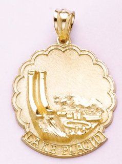Gold Vacation Charm Pendant Lake Placid Disk (bobsled Scene): Million Charms: Jewelry