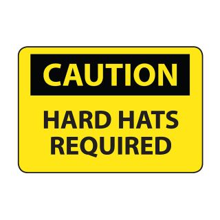 Osha Compliance Caution Sign   Caution (Hard Hats Required)   Self Stick Vinyl