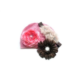 Boutique 4 Piece Crochet Hat and Headband Flower Gift Set Gift Sets