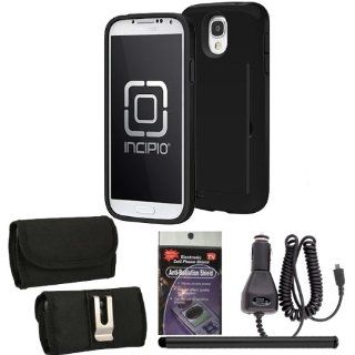 Incipio sa 399 Black Stowaway Case for Samsung Galaxy S4 with Horizontal Canvas case, Car Charger, Stylus Pen and Radiation Shield. Perfect for storing your Cash and Credit Cards.: Cell Phones & Accessories