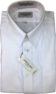 PORTOLANO Boys Long Sleeve White Textured Dress Shirt   2630: Clothing