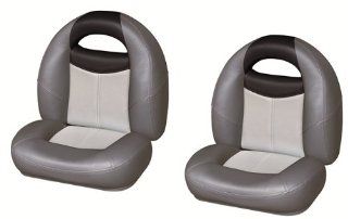 WISE 2 Piece Bass Boat Seat Set (Charcoal/ Grey/ Black) : Sports & Outdoors