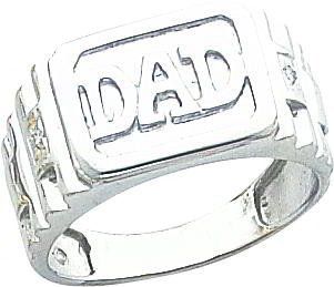 14K White Gold Diamond Dad Mens Ring Jewelry Sz 10: Jewelry