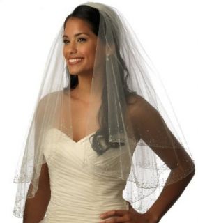 Wedding Bridal Veil Crystals Beaded 2 Layer, Elbow 405EDW at  Womens Clothing store