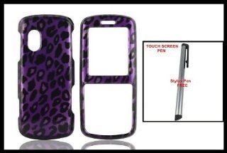 Samsung T401G (Tracfone/NET10) Snap on Hard Shell Cover Case with Leopard Purple Design + One FREE Touch Screen Stylus Pen: Cell Phones & Accessories
